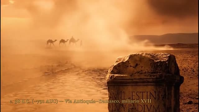 Fotograma del documental: calzada romana al atardecer